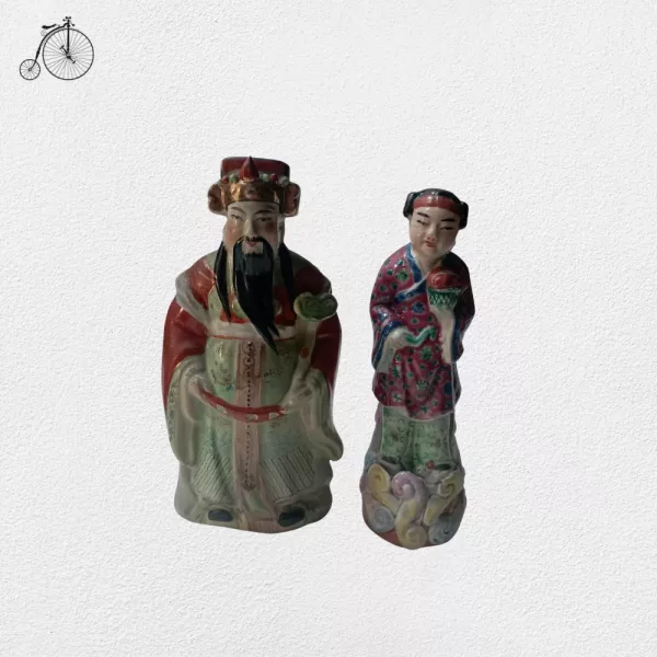 Coppia Statuette Cinesi in Porcellana Anni '60