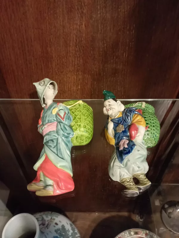 Coppia Portatori in Porcellana Giapponese Inizio '900 - immagine 2