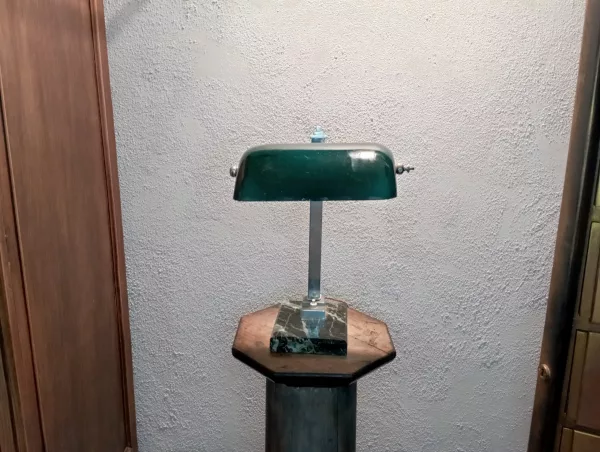 Lampada Ministeriale Marmo e Ottone Cromato - immagine 2