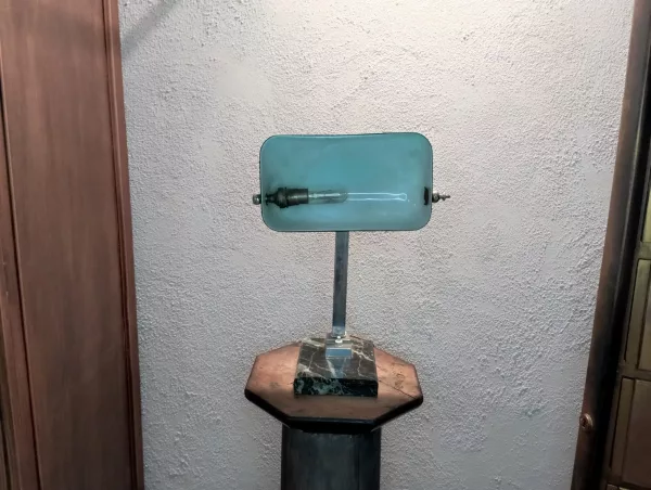 Lampada Ministeriale Marmo e Ottone Cromato - immagine 3