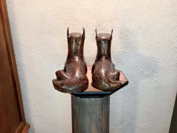 Coppia Cani in Bronzo Cultura Africana Anni '30 - immagine 3