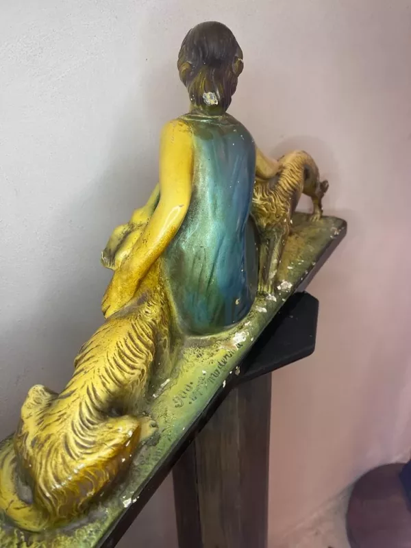 Scultura Donna & Levrieri Afgani 1920 - immagine 10