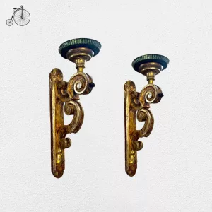 Coppia Candelabri Dorati da Parete Primi '800