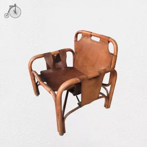 Poltrone in Cuoio e Bambù Tito Agnoli 1960