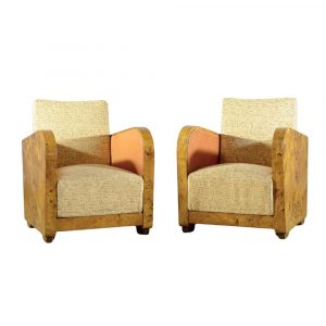 Poltrone Club Art Deco' in Radica di Noce