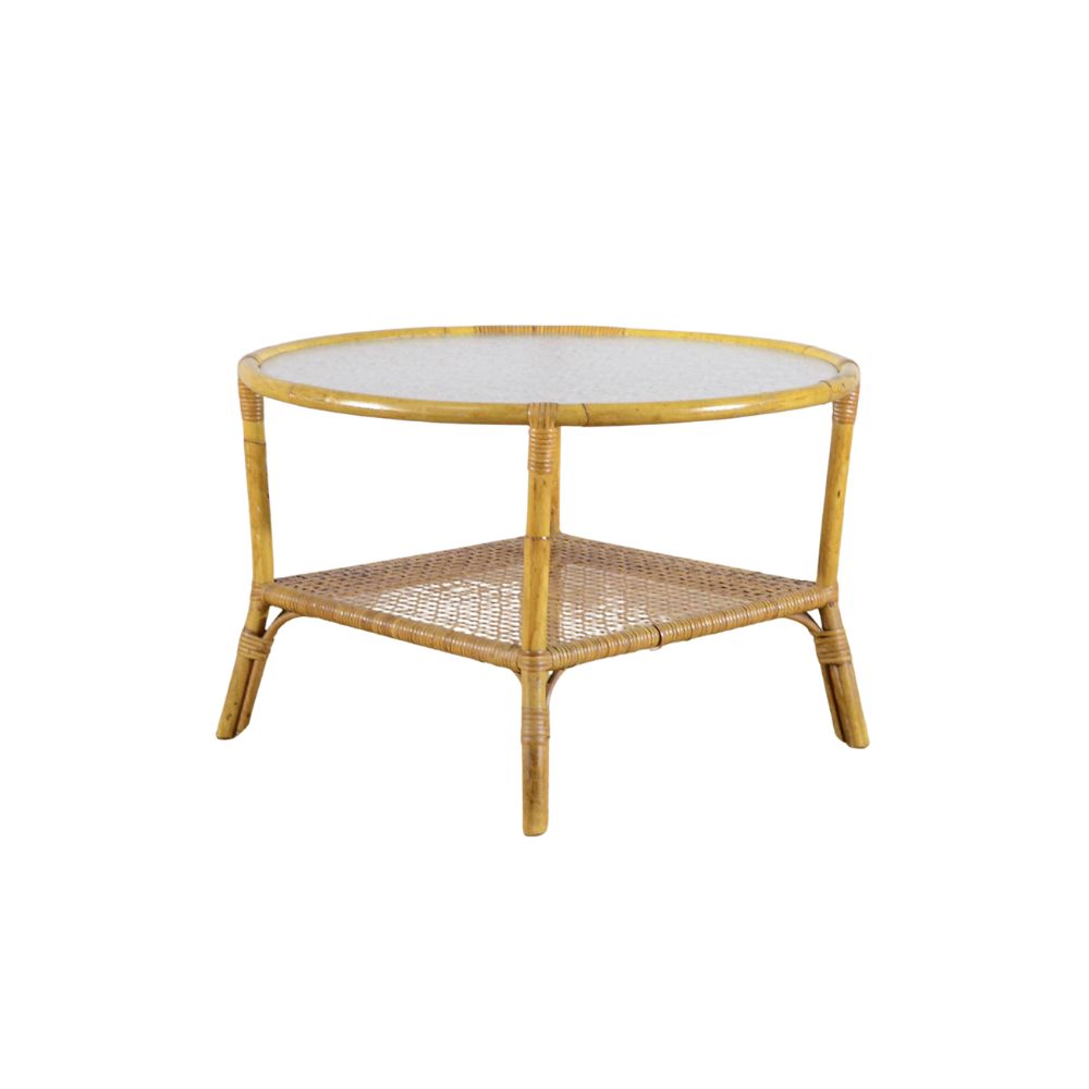 Tavolino da Caffè in Bambù e Rattan Anni '50