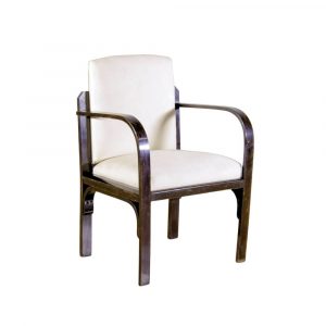 Poltrona Art Deco' Bianca con Struttura in Legno Nero