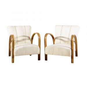 Poltrone Francesi Art Deco' in Faggio Curvato Anni '30