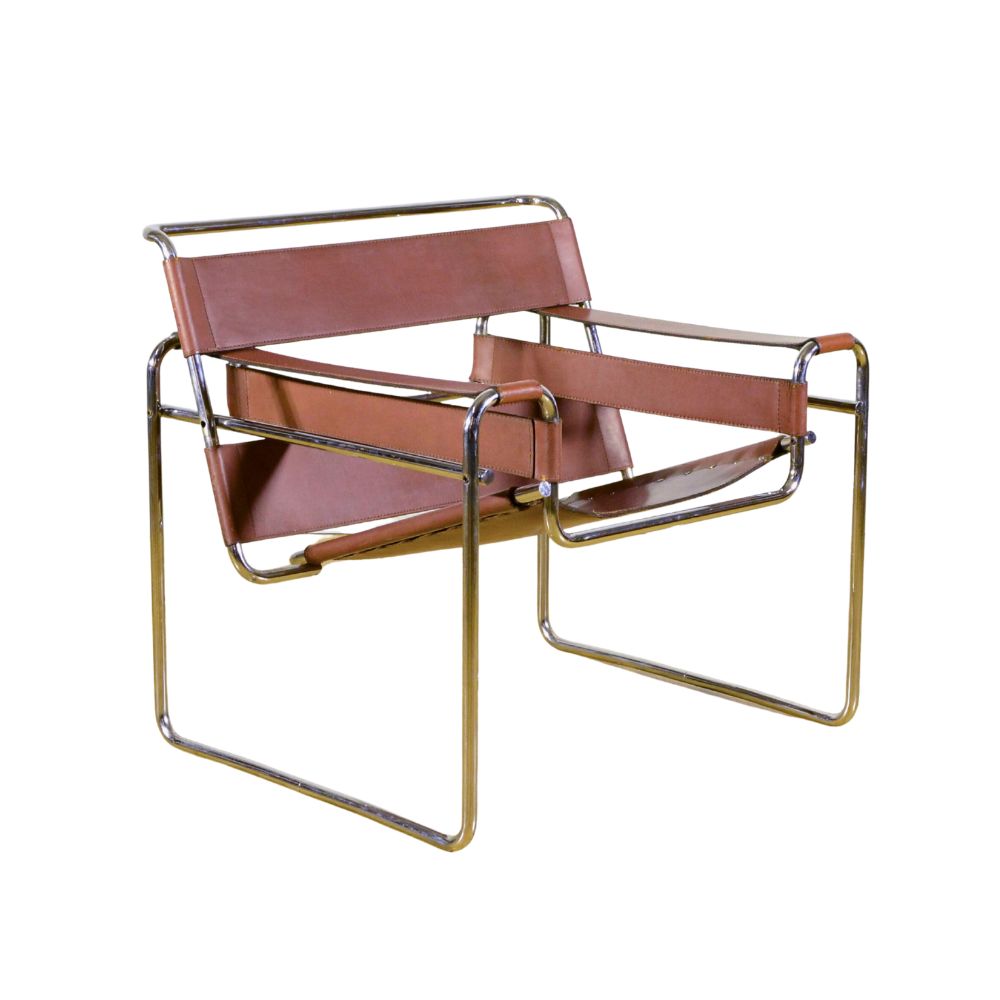 Sedia B3 "Wassily" Cognac di Marcel Breuer x Knoll