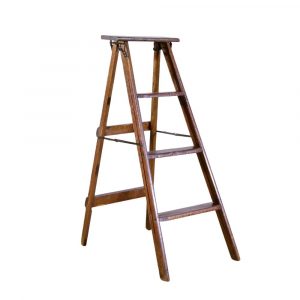 Scalandrino Pieghevole da Biblioteca in Legno e Finiture in Ferro