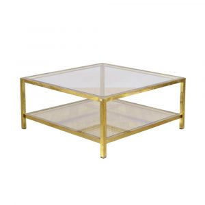 Tavolino da Caffè in Ottone e Vetro Anni '70