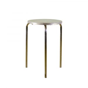 Tavolino Industrial Rotondo in Truciolato e Alluminio