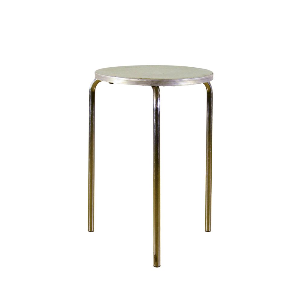 Tavolino Industrial Rotondo in Truciolato e Alluminio