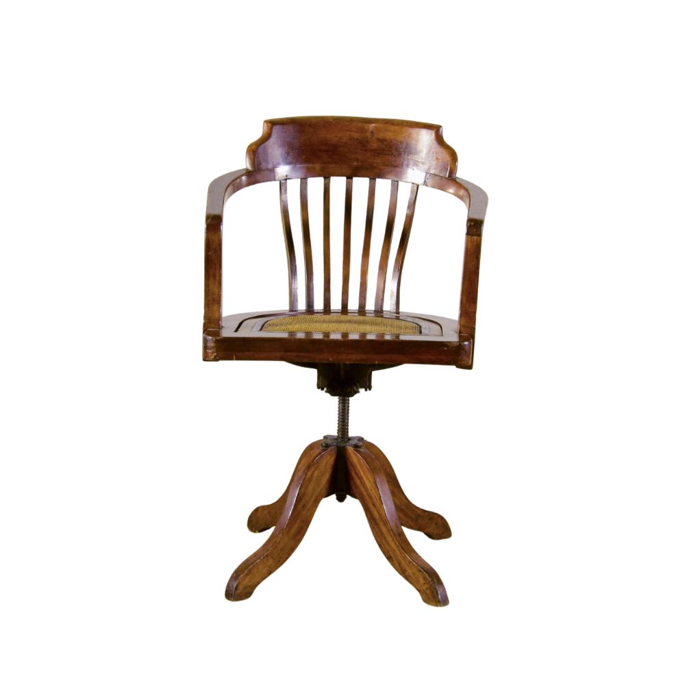 Sedia Girevole con Seduta in vero Vimini stile Vittoriano