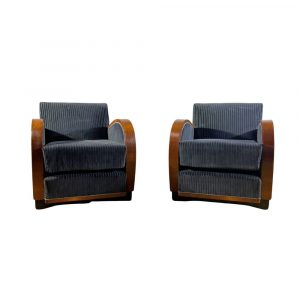 Coppia Poltrone Art Deco in Radica di Noce