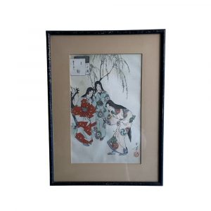 Litografia "Gioco del Temari" di Mizuno Toshikata 1890