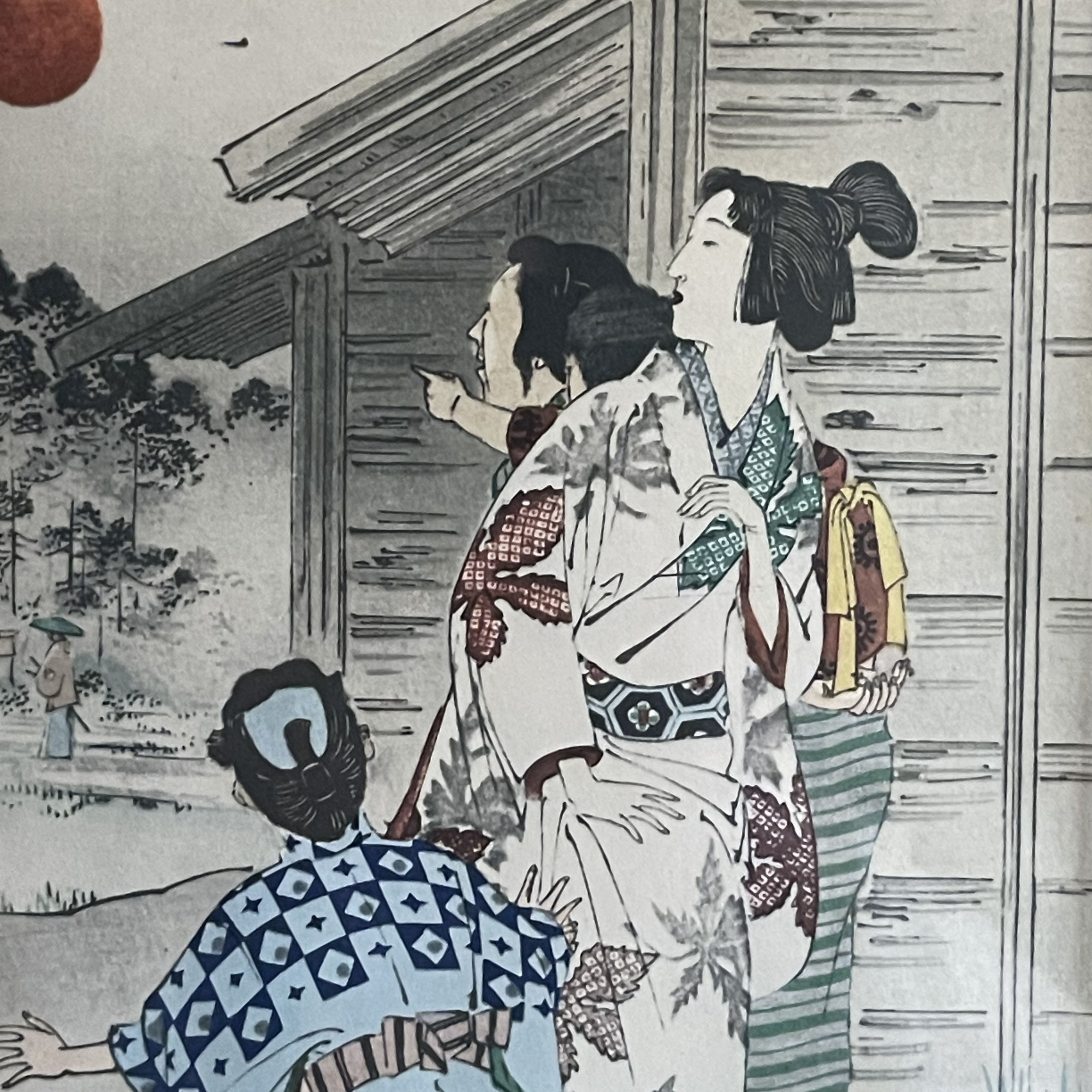 Litografia "Tramonto Donna Era Keian" di Mizuno Toshikata 1890 - immagine 7