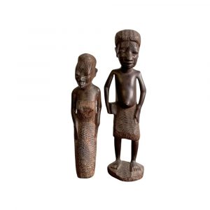 Coppia Statuette Tribali del Malawi su Ebano Intagliato