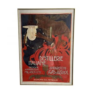 Litografia "Distillerie Italiane" Pubblicità Illuminazione