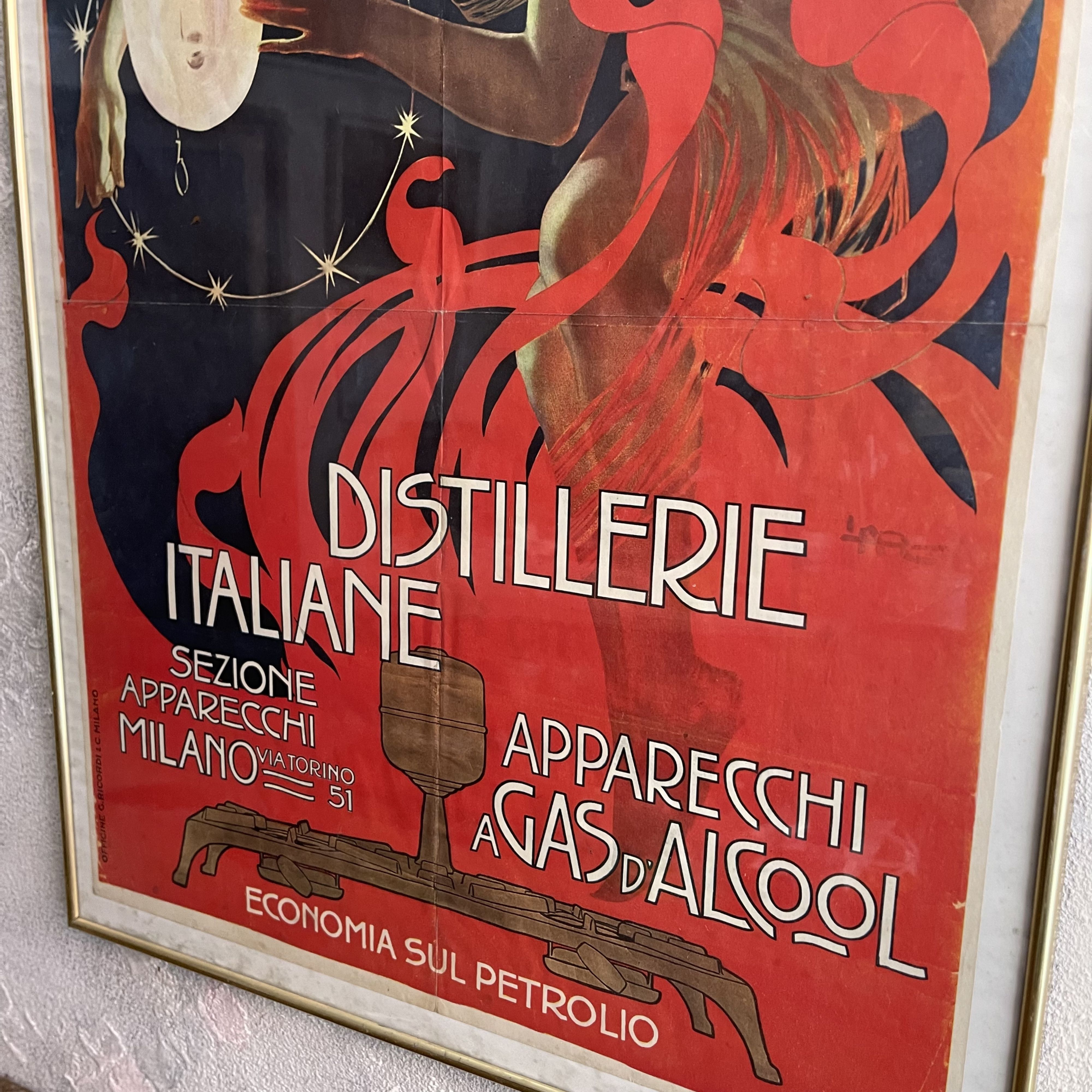 535 Litografia pubblicitaria Distillerie Italiane del 1970 incorniciata misure 50,5 x 2 x h 70,5 (6)