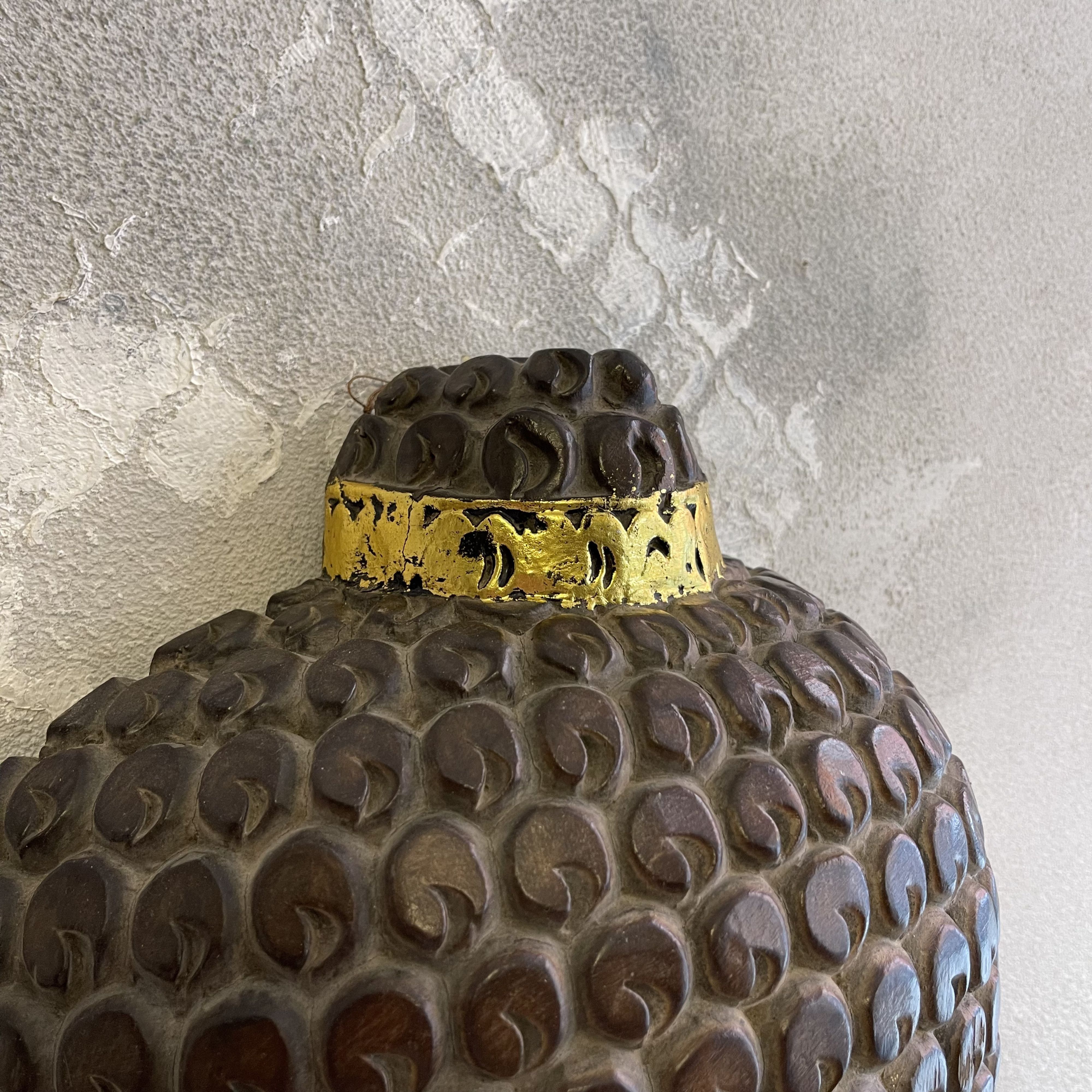 544 Grande maschera da parete del Buddha intagliata e decorata a mano in stile Balinese XX secolo misure 35,5 x 12 x h 50 (11)